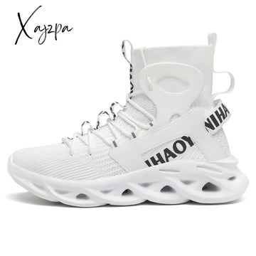 Mens High Top Breathable Shock Absorption Blade Type Lace Up Shoes - Superior Cushioning, Non-Slip Rubber Sole, Comfortable Cloth Insole and Upper - Ideal for Jogging, Walking, Sports and Outdoor Activities